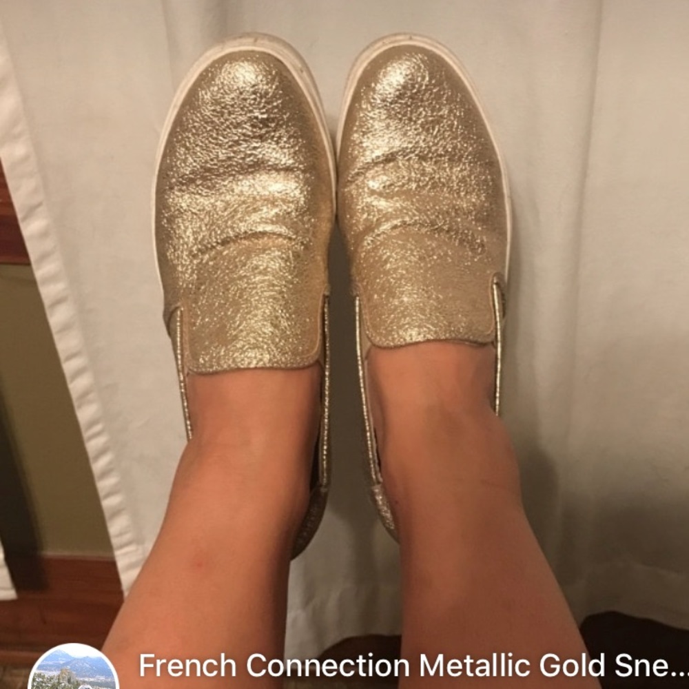 French Connection Gold Metallic Sneakers